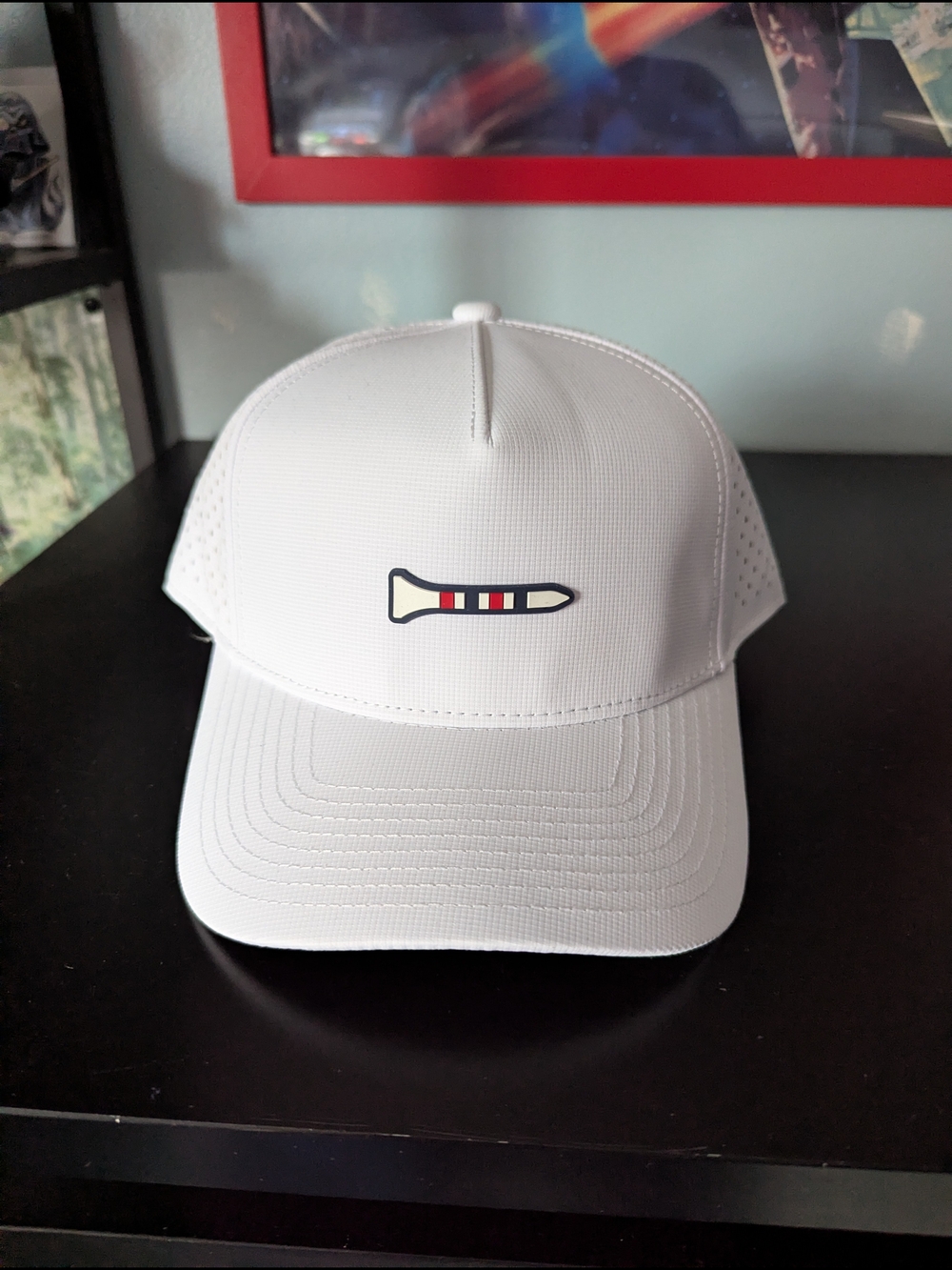White Trucker Hat with Golf Tee Logo